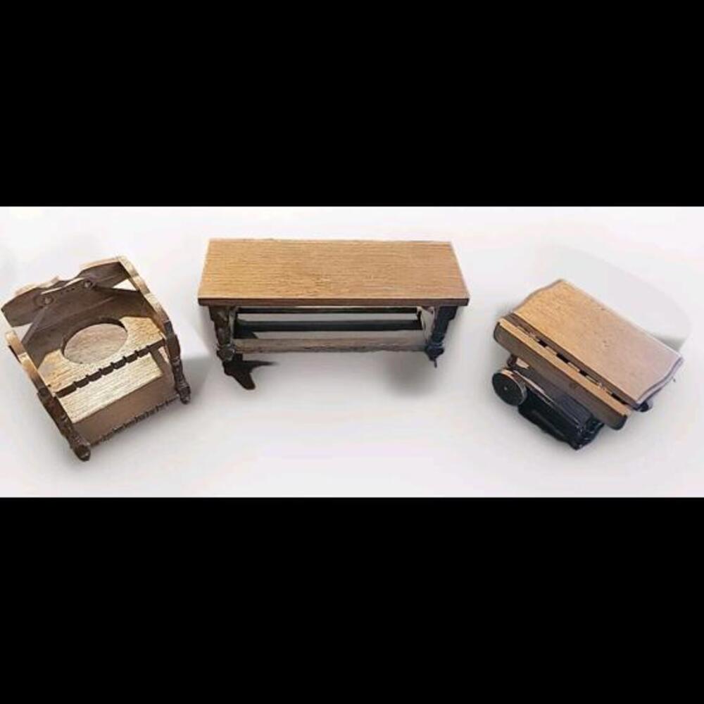 Wooden  Dollhouse Long handcrafted Wood Table,cart,side Table, Vintage